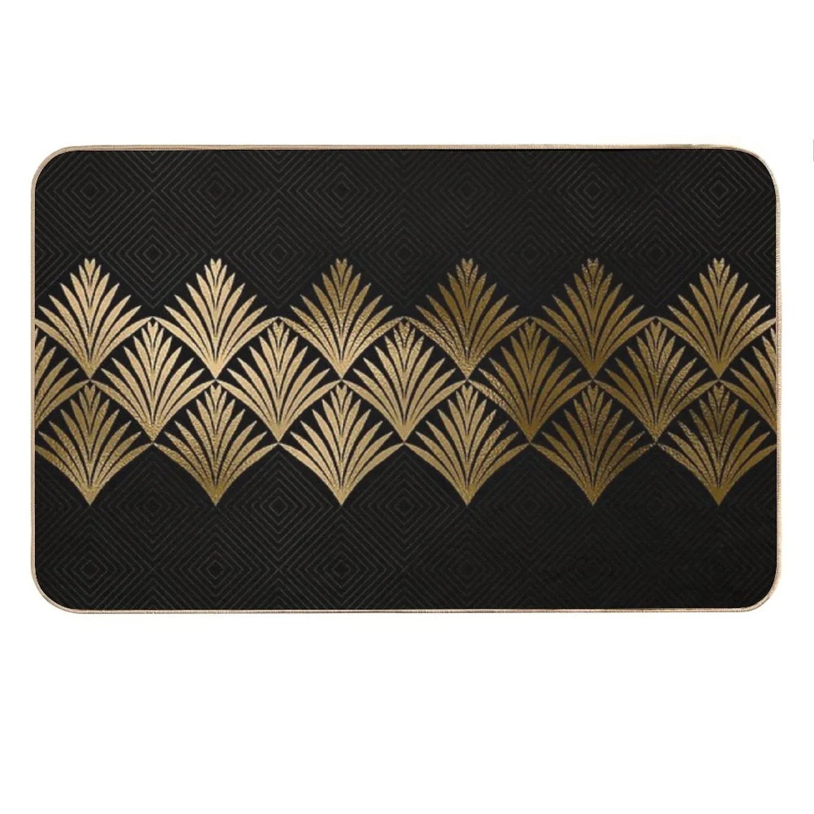 Reims, France Luxueux Black And Gold Hues Art Deco Bath Mat
