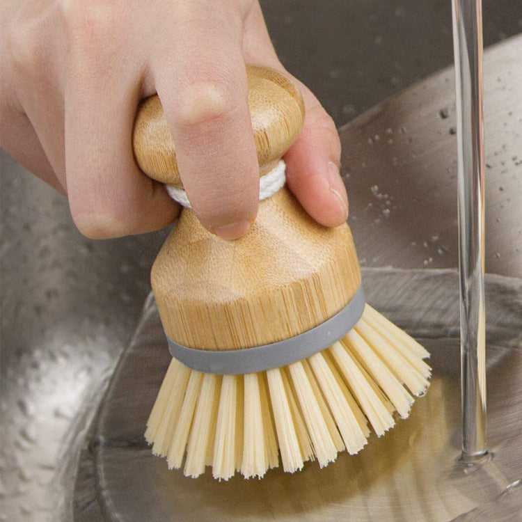 Bamboo seal head pot brush wooden dishwashing brush household kitchen creative cleaning brush