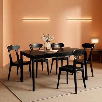 Solid Oak Extra Wide Dining Chairs Set Black Kitchen