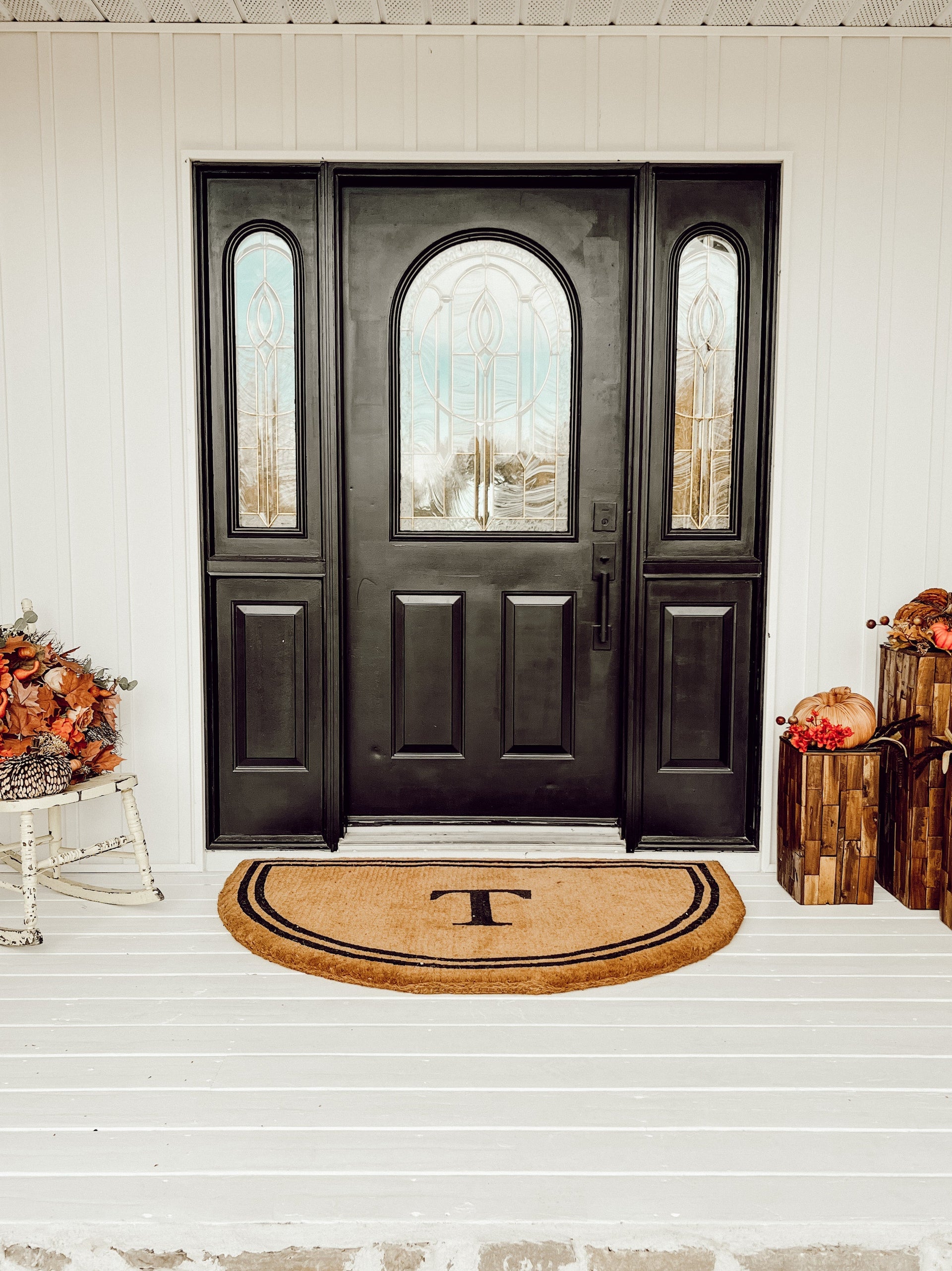 Half Round Double Border Personalized Doormats