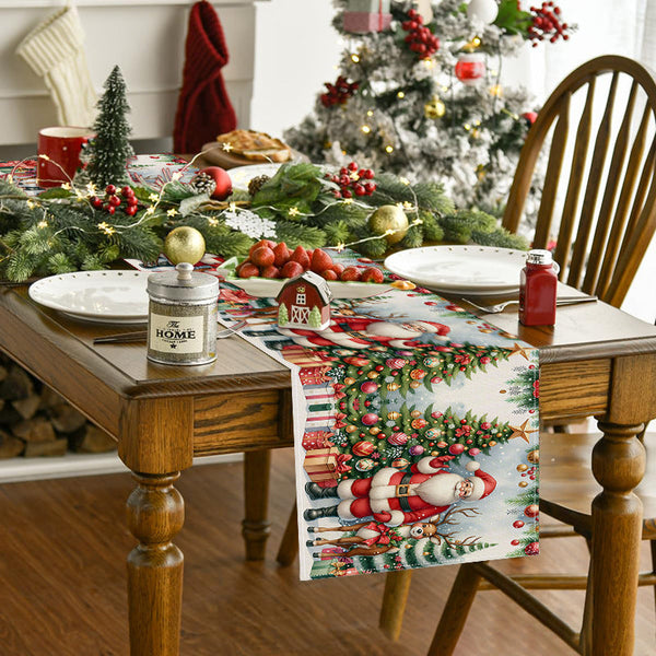 Christmas decoration table flag home fabric tablecloth holiday party tablecloth tea flag Christmas tree print