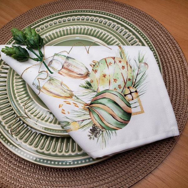 Charlo's Cloth Napkins Set of 4 Christmas Sparkling Wine Toast 16