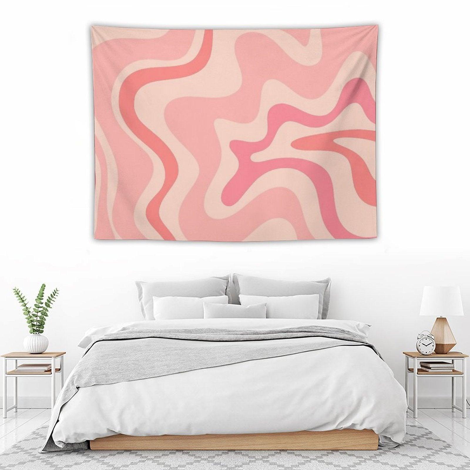 Liquid Swirl Retro Contemporary Abstract in Soft Blush Pink Tapestry