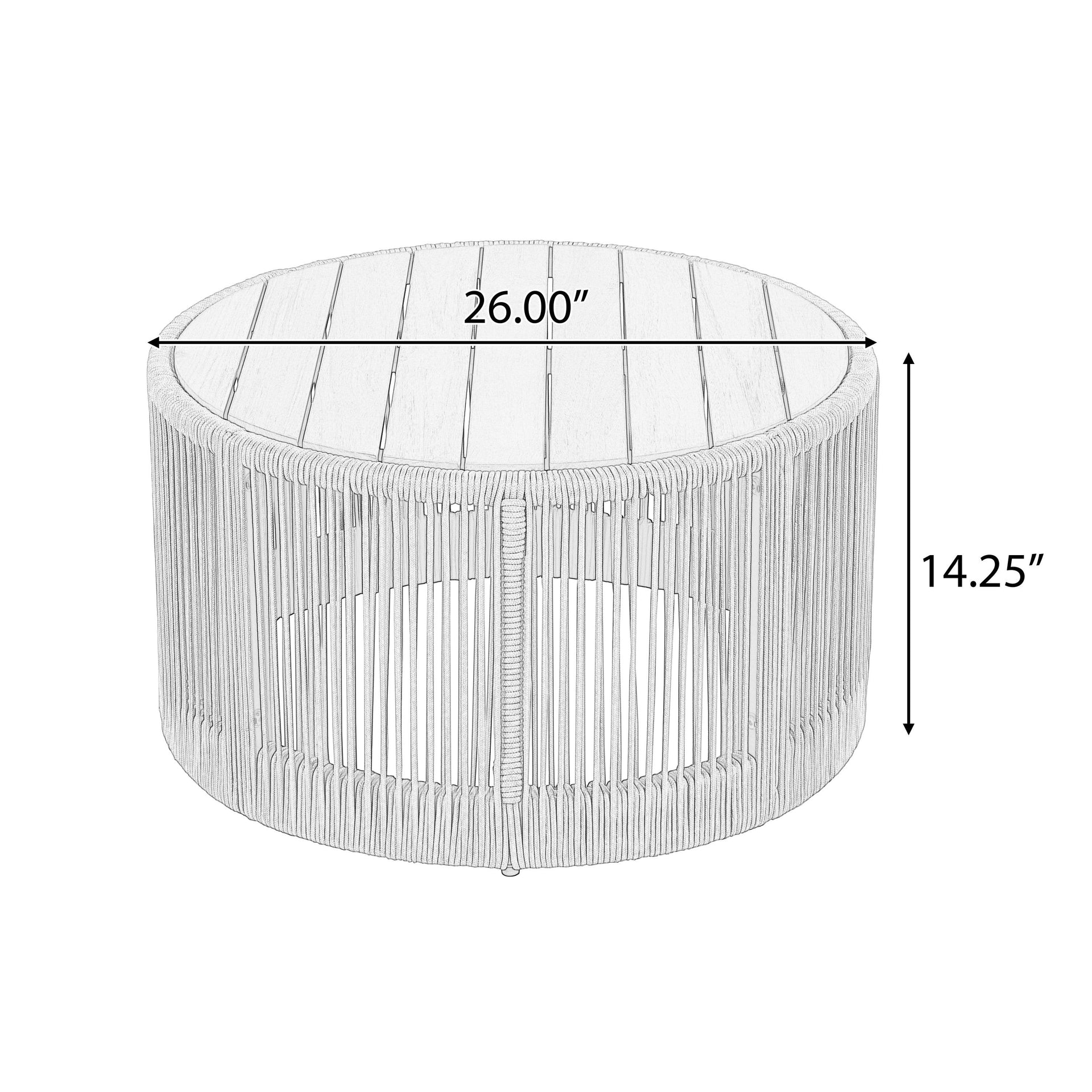 Outdoor Rattan Rope & Acacia Wood Coffee Table