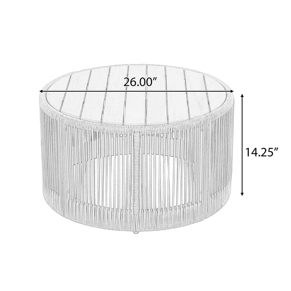 Outdoor Rattan Rope & Acacia Wood Coffee Table