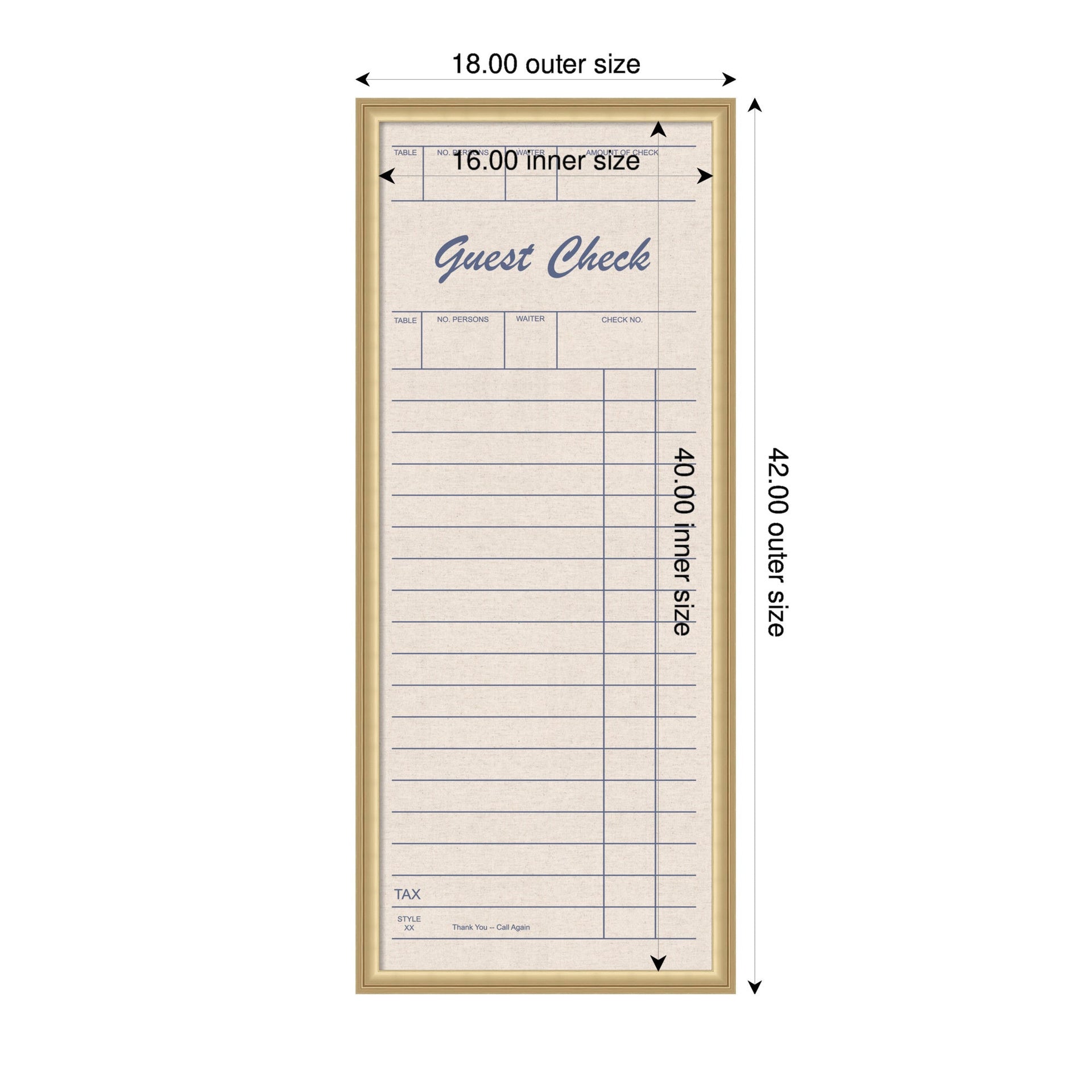 Framed Fabric Pinboard Linen Guest Check Wall Organization