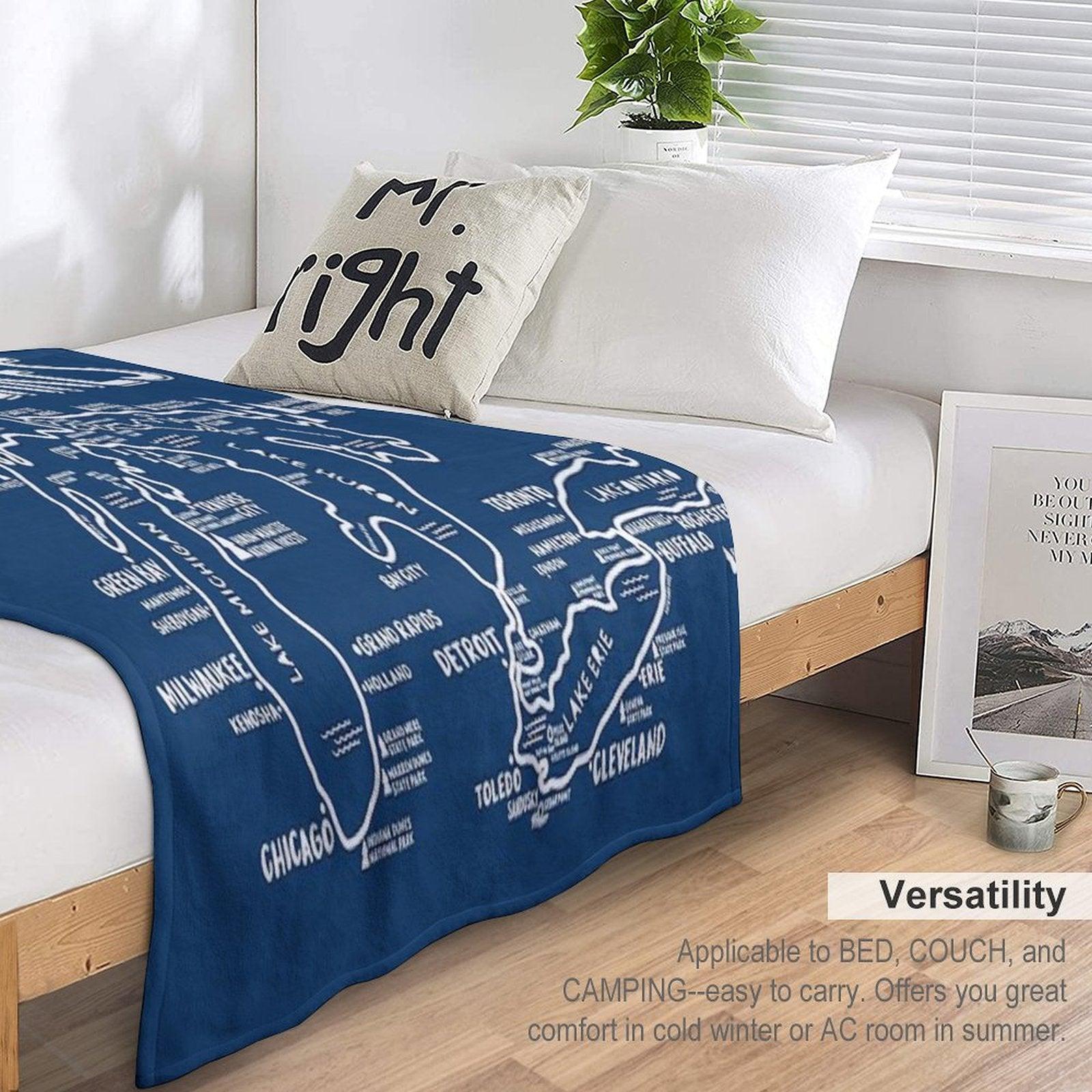 Great Lakes Map Throw Blanket