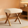 Small Ivory Upholstered Ottoman Footrest With Xframe