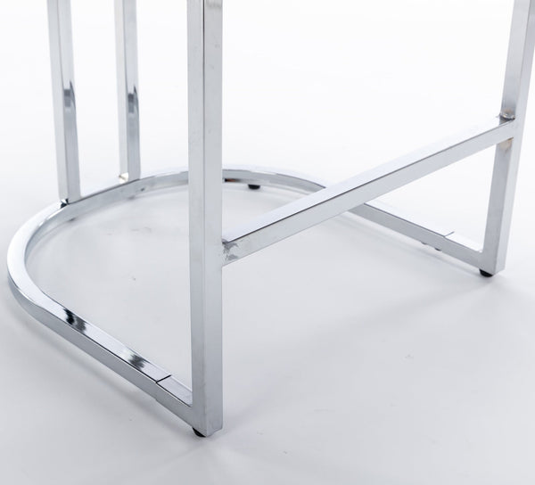 Set of 2 Light Blue Velvet Wing‑Back Bar Stool Set