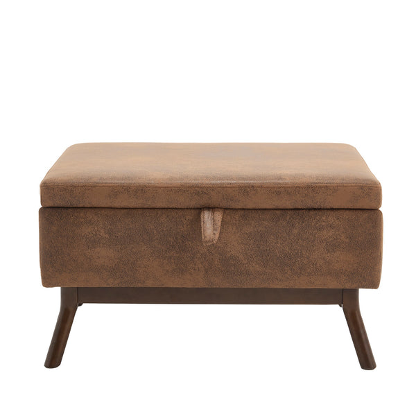 Mid-century modern square coffee table storage bench, assembled, suitable for living room, entryway and family room, used as a coffee table, stirrups, shoe bench