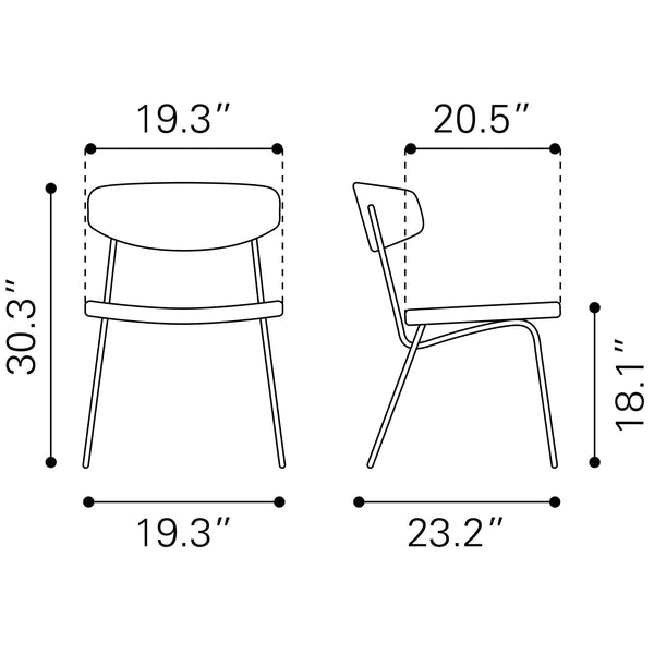 Charon Dining Chair (Set of 2) Vintage Black