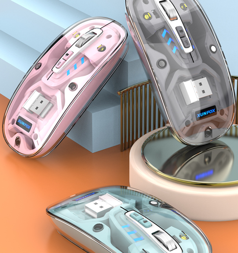 Bluetooth wireless transparent mouse mute dual-mode desktop computer laptop office business USB