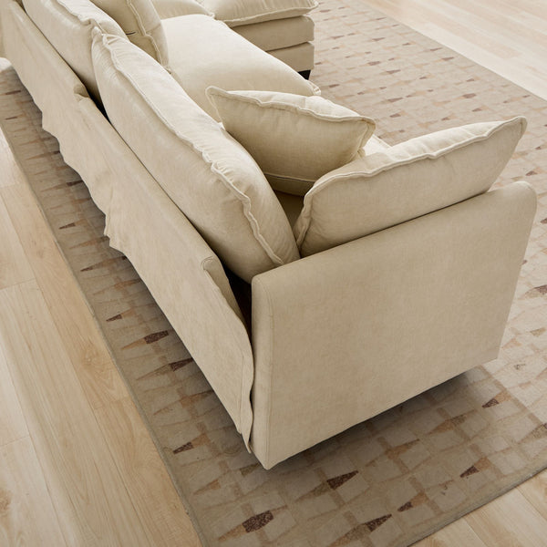 Cloud3 Seats  Sofa (Ottoman is not included)Chenille Fabric in Beige