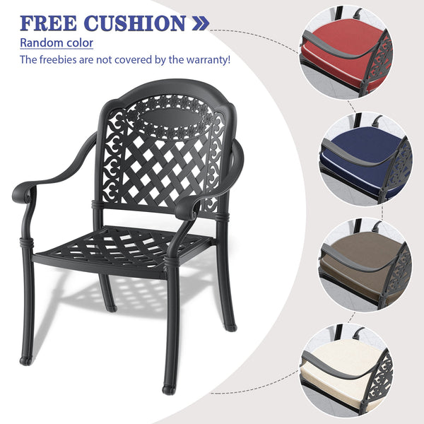 (Cushions In Random Colors)5-Piece Set Of Cast Aluminum Patio Furniture With Cushions - Gifts for You 'n Me