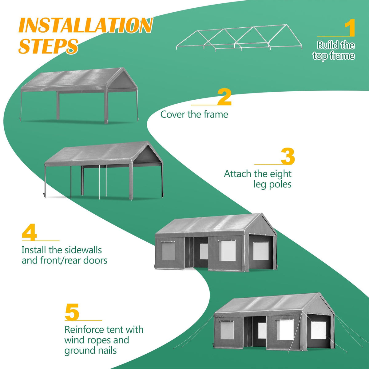 12x20 FT Heavy Duty Carport Canopy