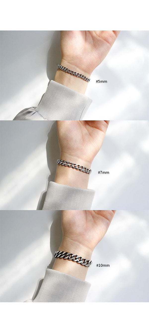 925 Sterling Silver Jewelry Flat Chain Bracelet For Women Men Lovers