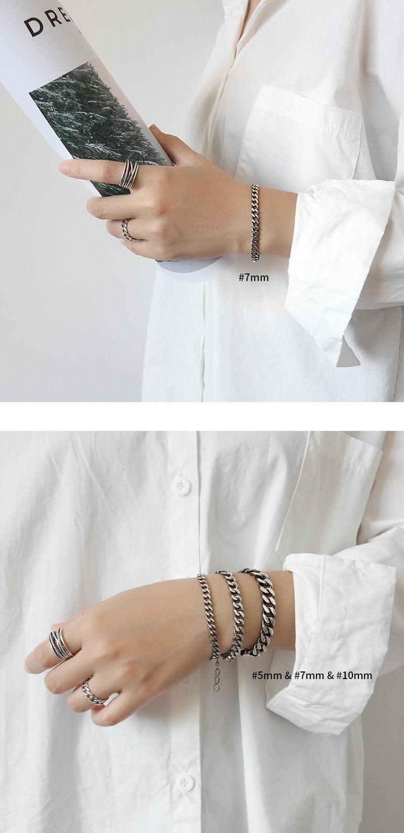 925 Sterling Silver Jewelry Flat Chain Bracelet For Women Men Lovers