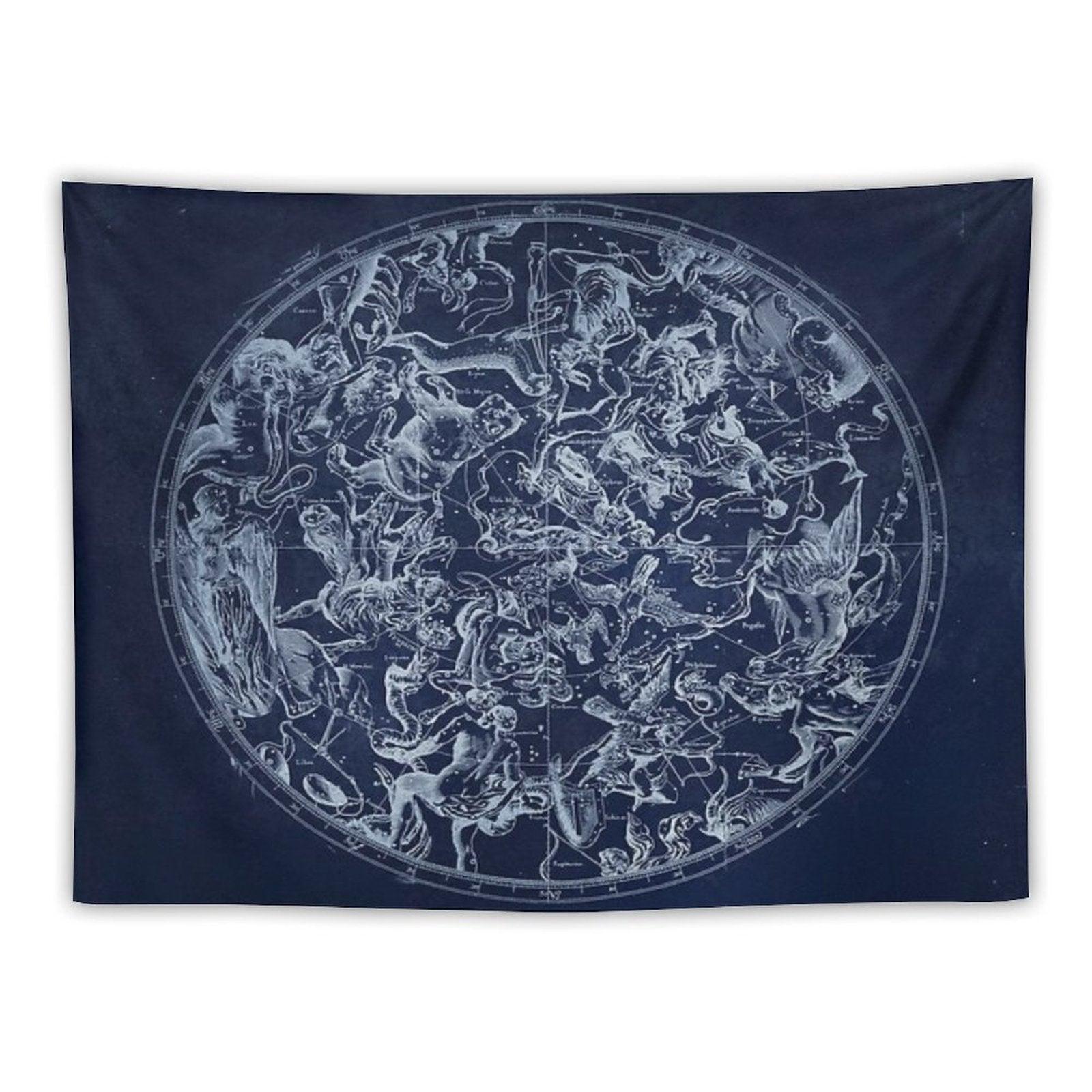 Vintage Constellations & Astrological Signs  White Tapestry