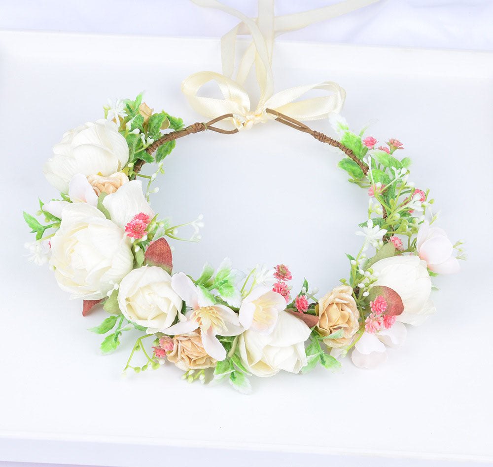 Korean style flower garland headwear, orchid flower crown, fashion show, dance party, headwear, vacation, countryside props, hea