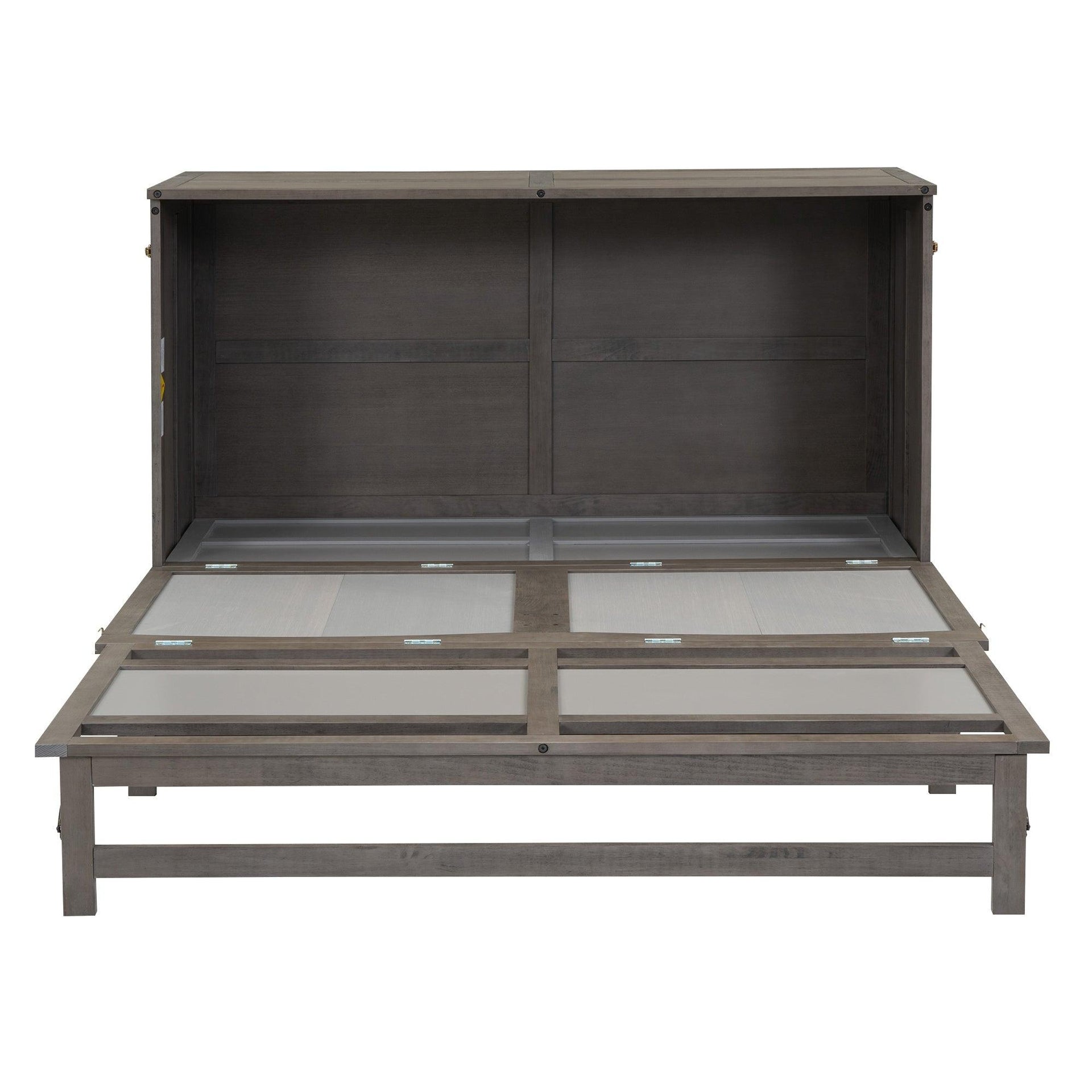 Queen Size Murphy Bed with Built-In Charging Station  Antique Grey