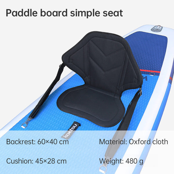 Adjustable padded seat for kayaks, paddleboards, canoes, with backrest, suitable for kayak, canoe, rafts, fishing.