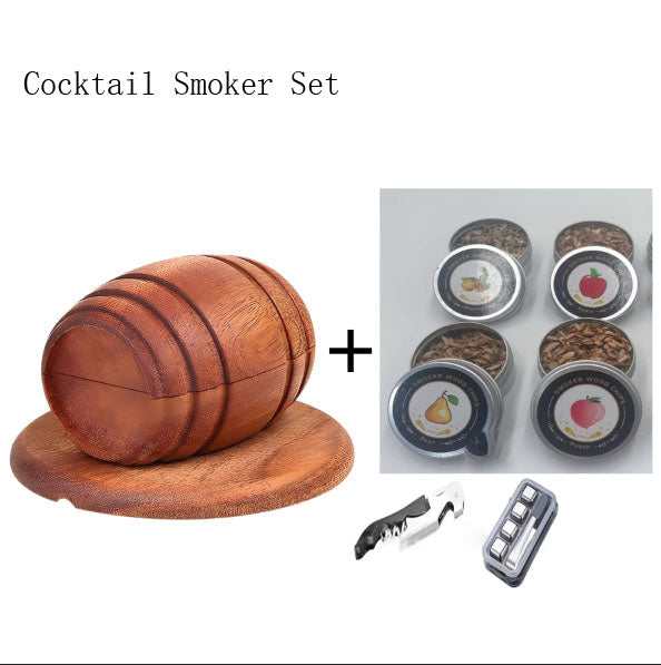 New Barrel Cocktail Smoking Kit with Wood Chips 4 Flavors Old Fashioned Drink Smoker Infuser for Bar Drinks Kitchen