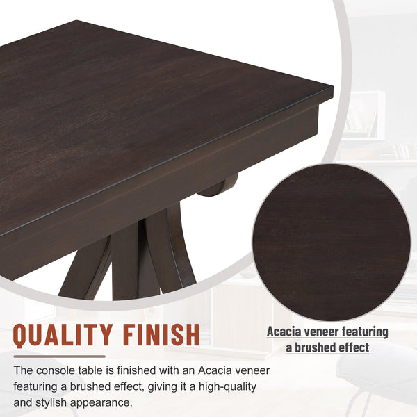 48-Inch Rustic Vintage Console Table --- Farmhouse Style Entryway Table with Open Shelf and Sturdy Construction  (Espresso)