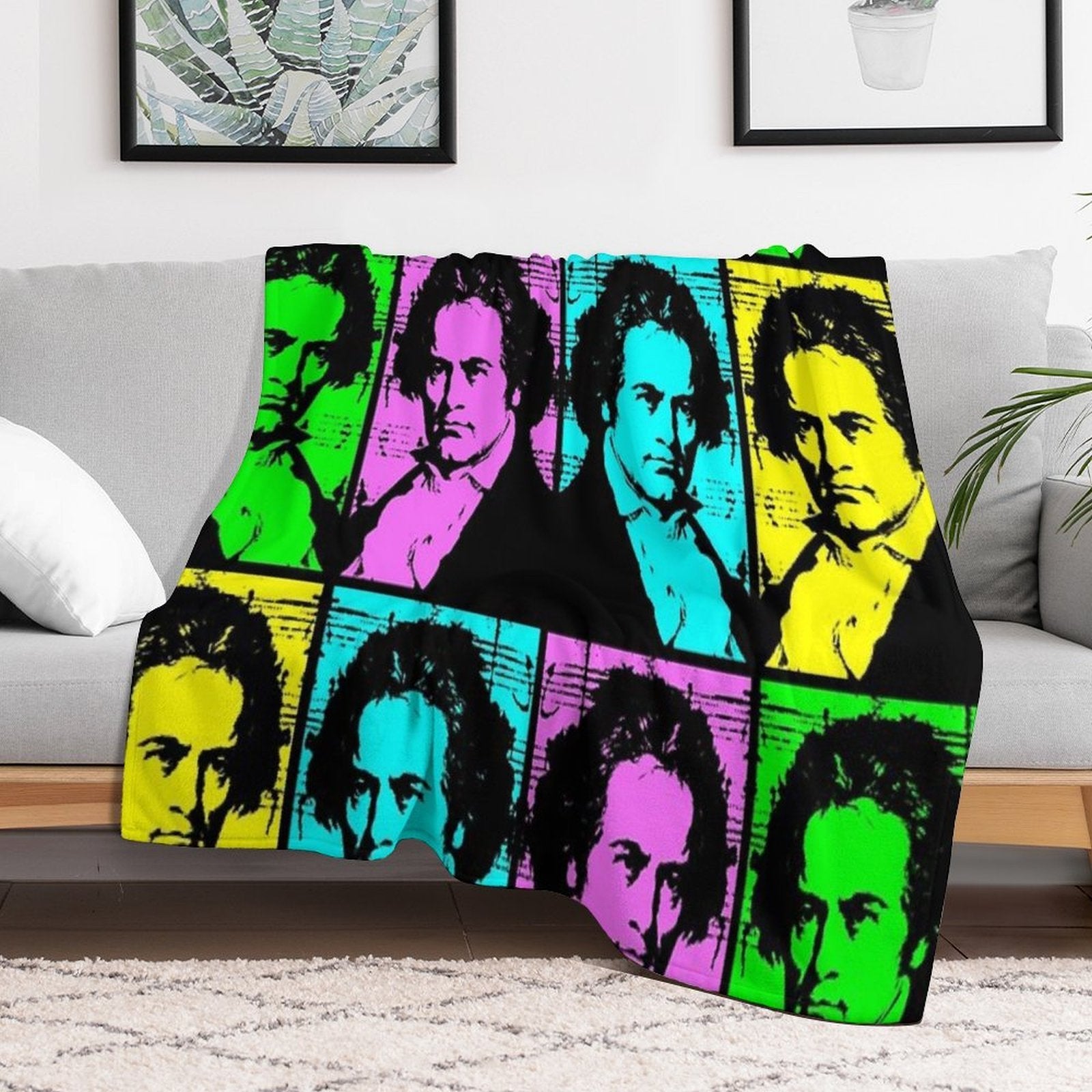 Pop Art Beethoven Travel-friendly Throw Blanket