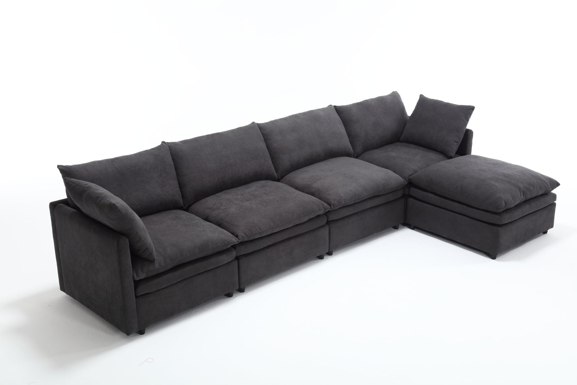 Modern U-shaped Sectional Sofa ,5-seat Upholstered  Sofa Furniture,Sleeper Sofa Couch with Chaise Lounge for Living Room,Apartment,Dark Gray,Polyester