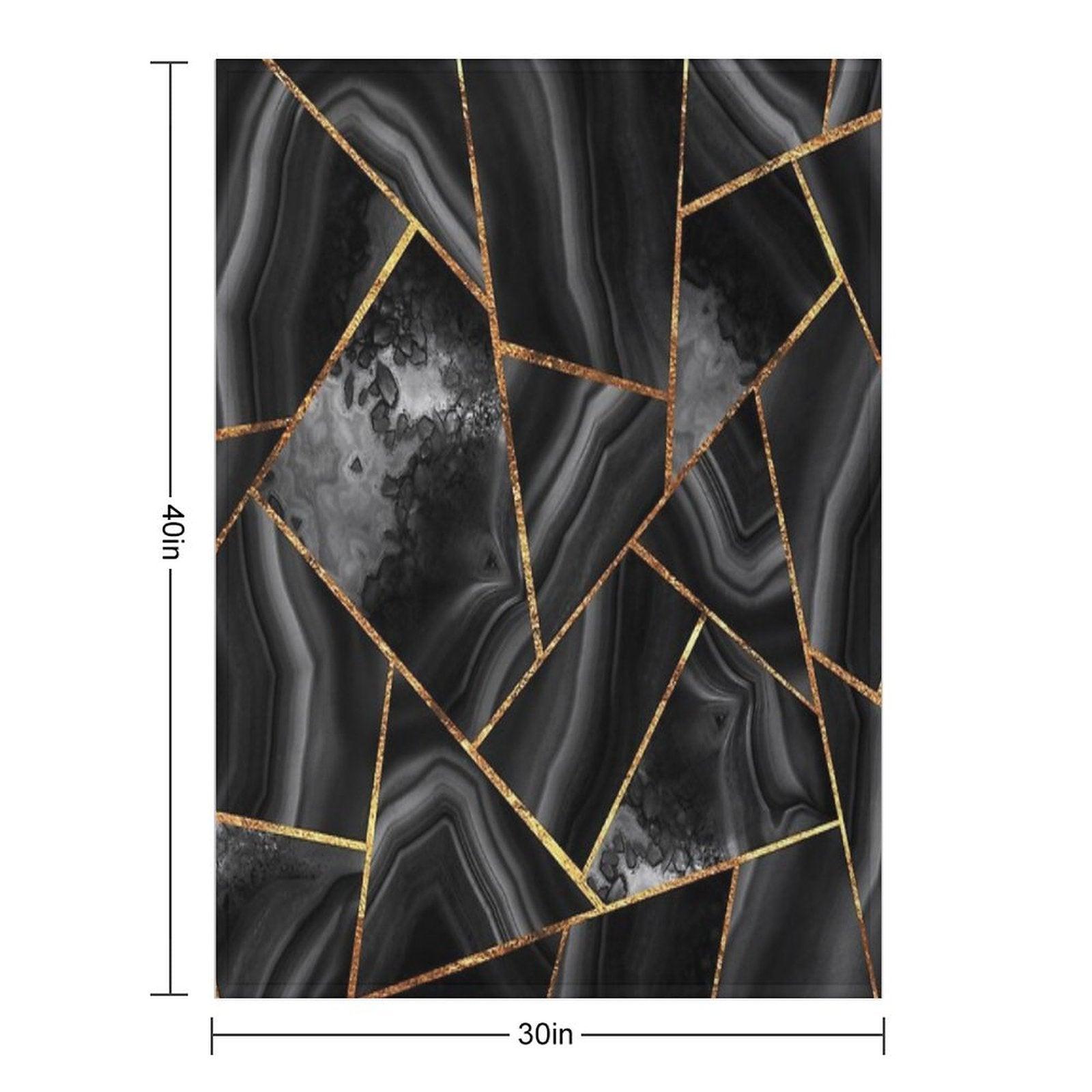 Black Night Agate Gold Geometric Glam #2 #geo #decor #art Throw Blanket