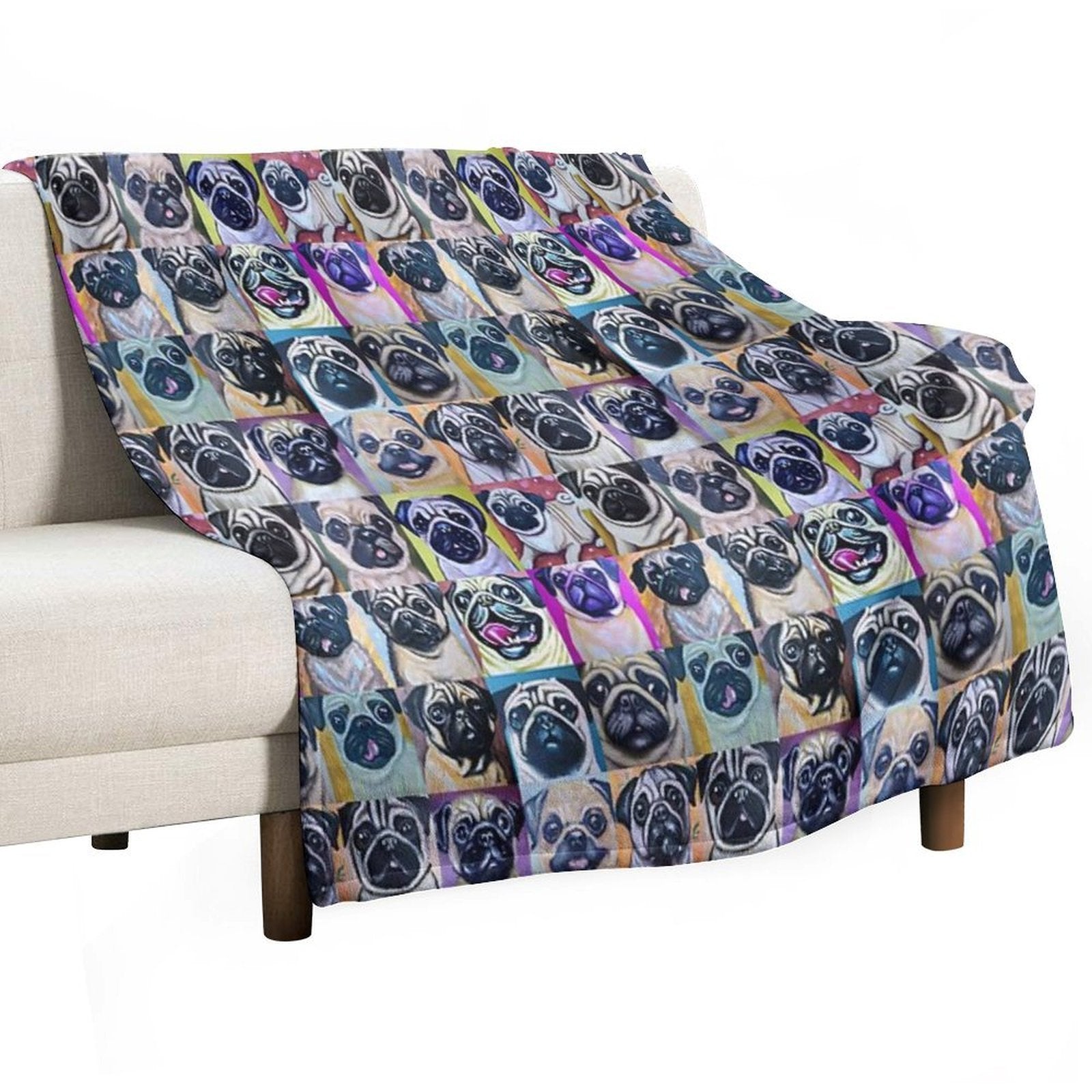 Pugs (Tiled Pattern) Eco-conscious Throw Blanket