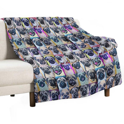 Pugs (Tiled Pattern) Eco-conscious Throw Blanket