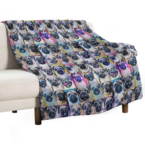 Pugs (Tiled Pattern) Eco-conscious Throw Blanket
