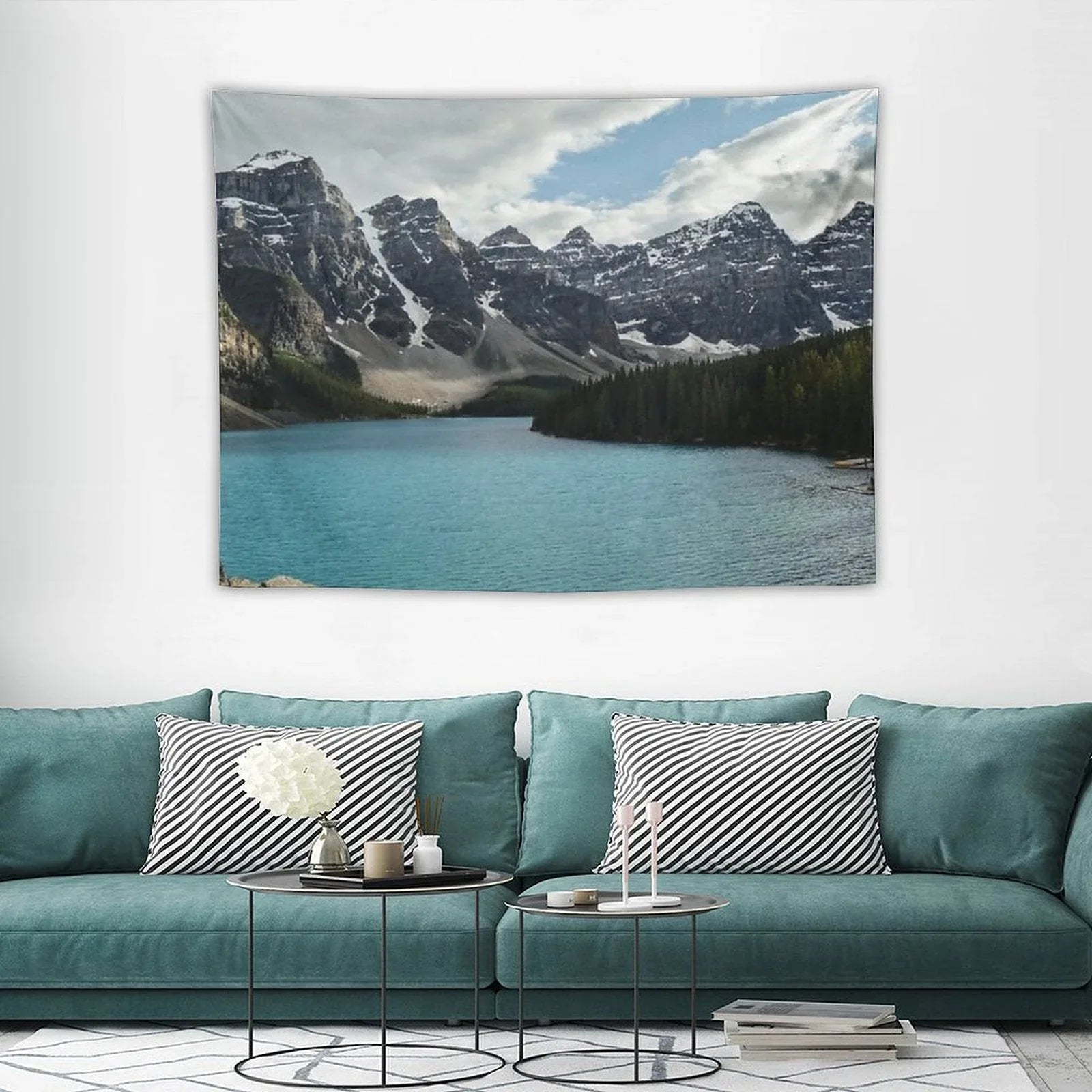 Rocky Mountains Blue Lake National Park Tapestry