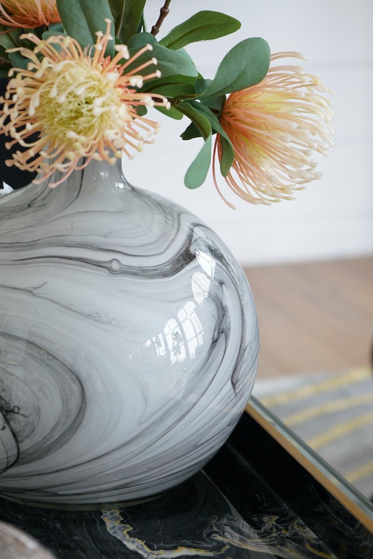 Modern Marble-Inspired Decorative Accent Vase