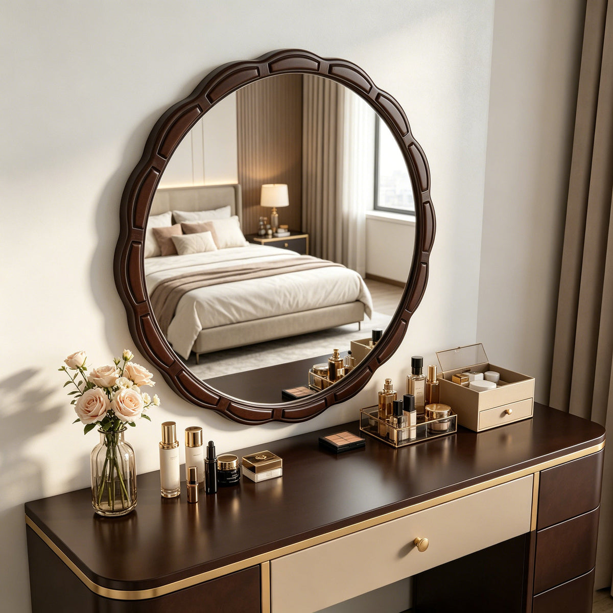 Round Wood Wall Mirror - 31.5