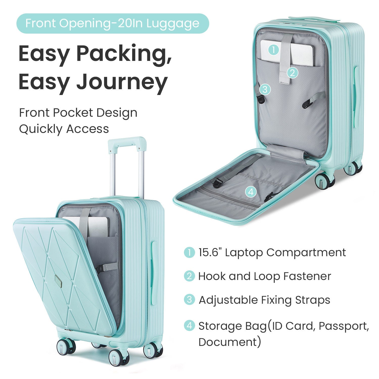 Luggage Sets 3 Piece(20/24/28), Expandable Carry On Luggage with TSA Lock Airline Approved, 100% PC Hard Shell and Lightweight Suitcase with Front Pocket and Spinner Wheels