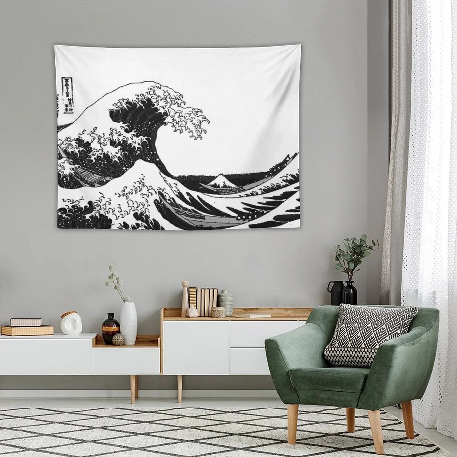 Great Wave Monochrome Tapestry