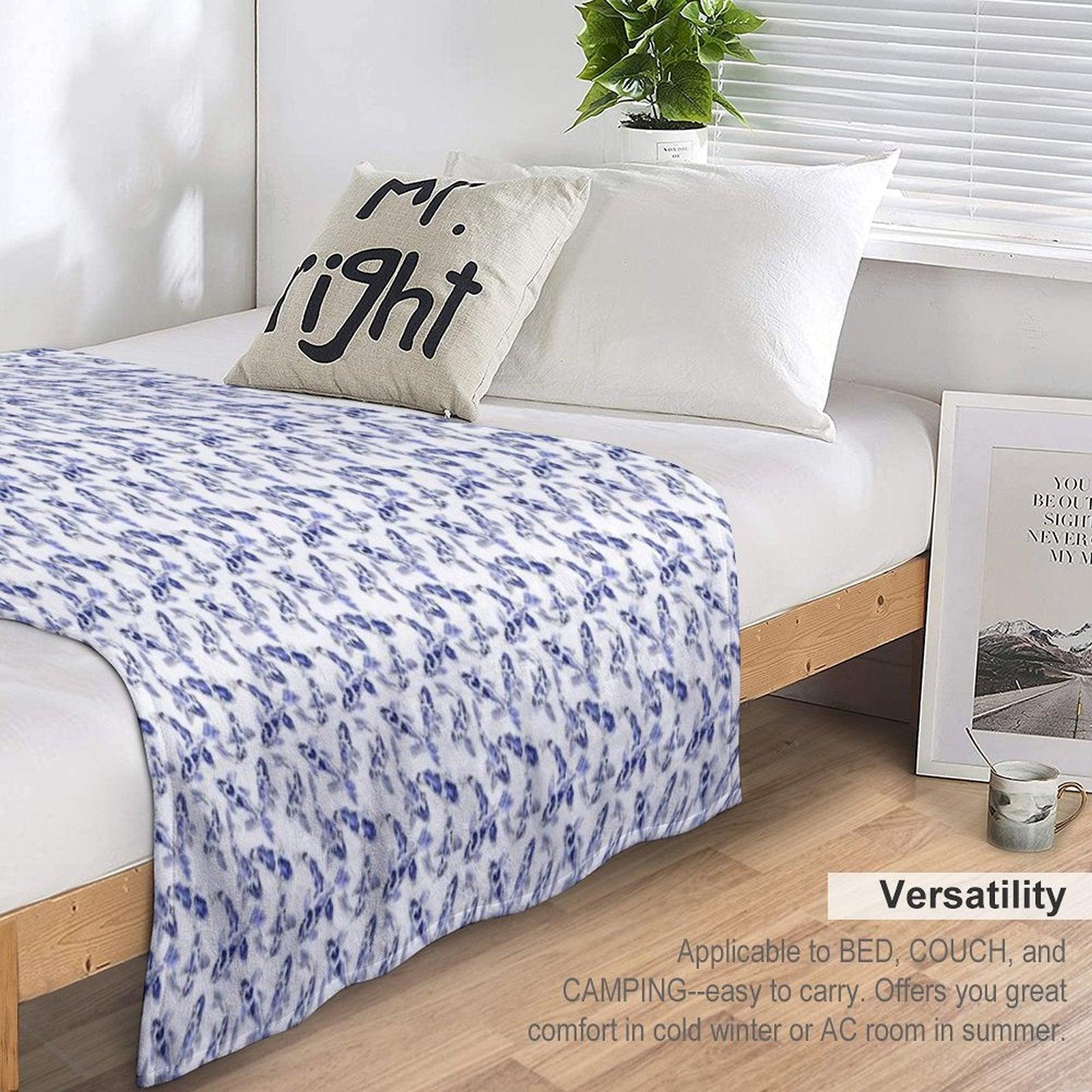 Blue And White Koi Fish Artwork – Zen Wall Decor for Home & Office Throw Blanket