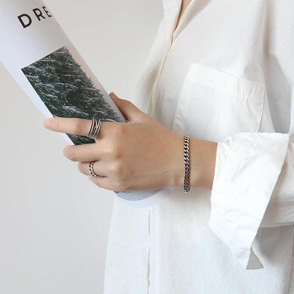 925 Sterling Silver Jewelry Flat Chain Bracelet For Women Men Lovers