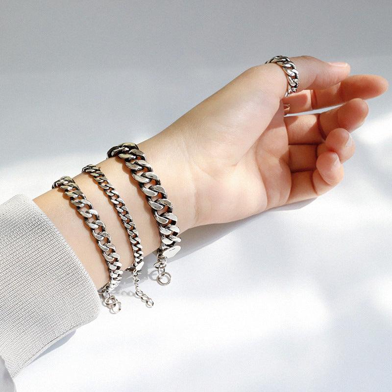 925 Sterling Silver Jewelry Flat Chain Bracelet For Women Men Lovers