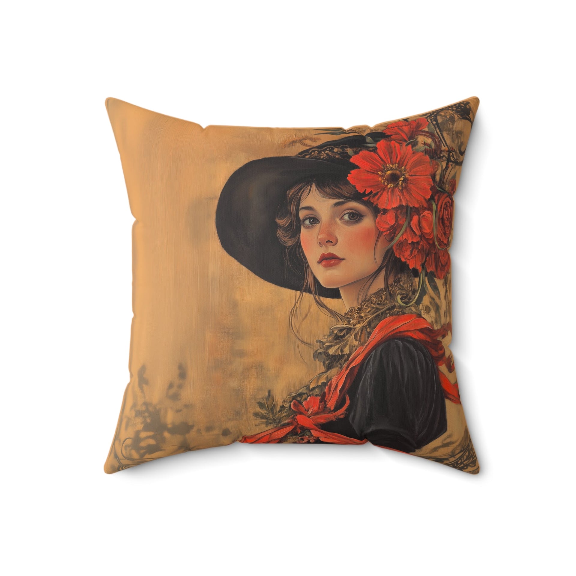 Microsuede Cushion / Autumn Fall Art / Woman - Amelia /
