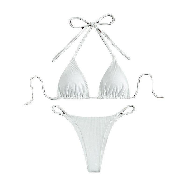 Hanging neck tie bikini multi-color three-point swimsuit hot spring swimsuit
