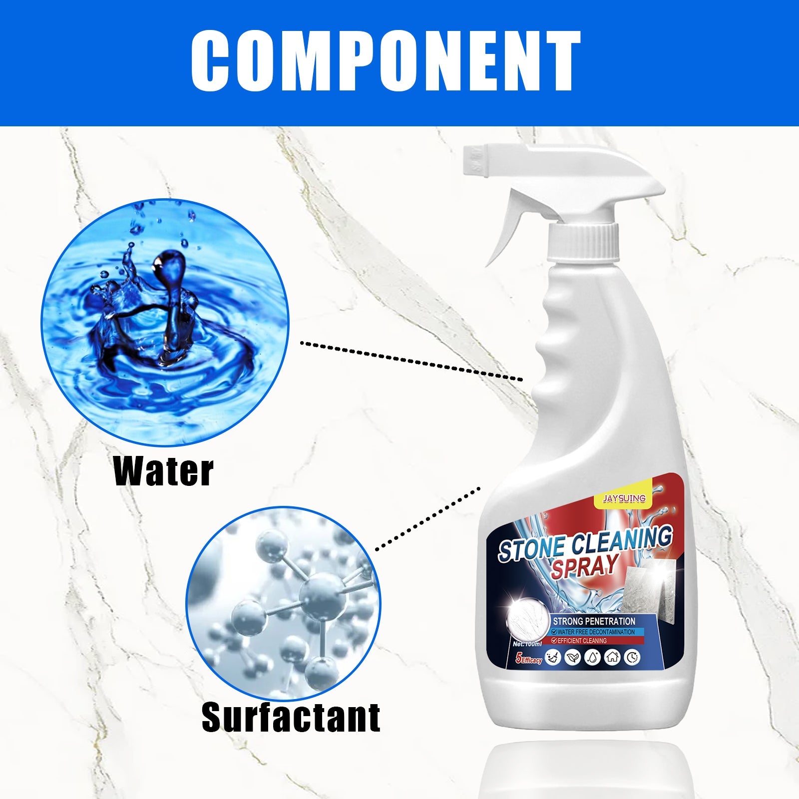 Stone Cleaning Spray, Domestic Kitchen Marble Tile Decontamination Repair Scratch Cleaner