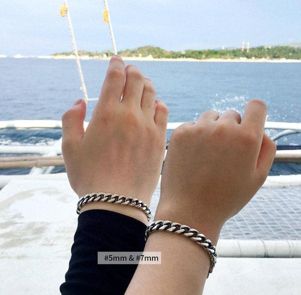 925 Sterling Silver Jewelry Flat Chain Bracelet For Women Men Lovers