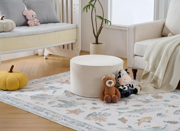 Twenty Two Inch Beige Ottoman Pouf With Ultra Premium Foam