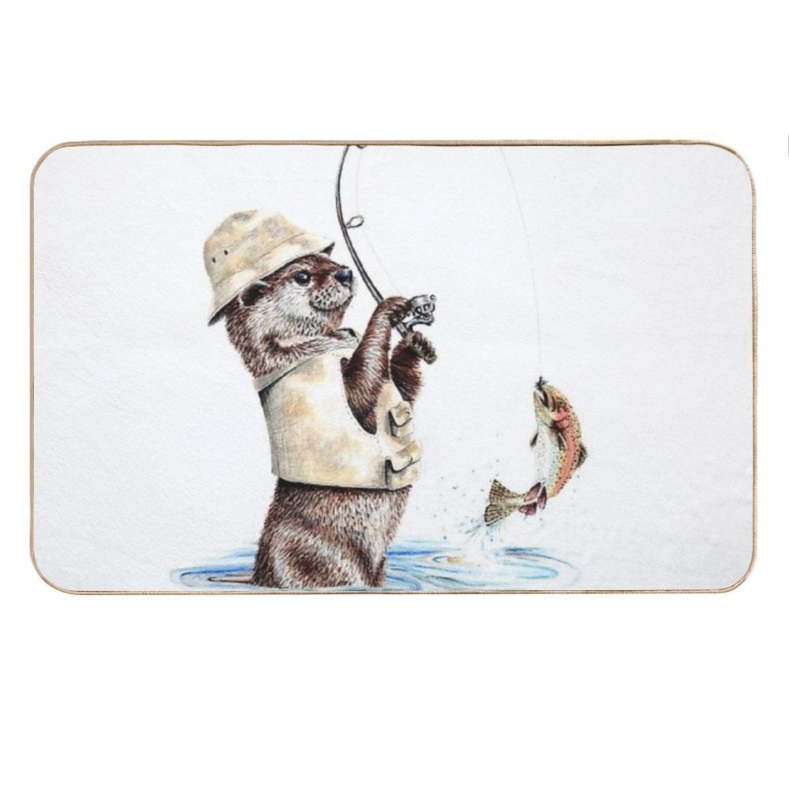 Nature's Fisherman - Otter Trout Fishing Bath Mat
