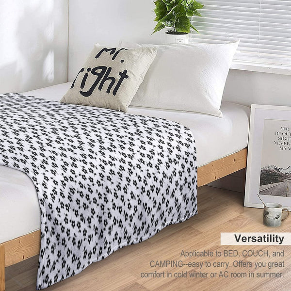 Forget Me Nots - Black on White Multi-functional Throw Blanket