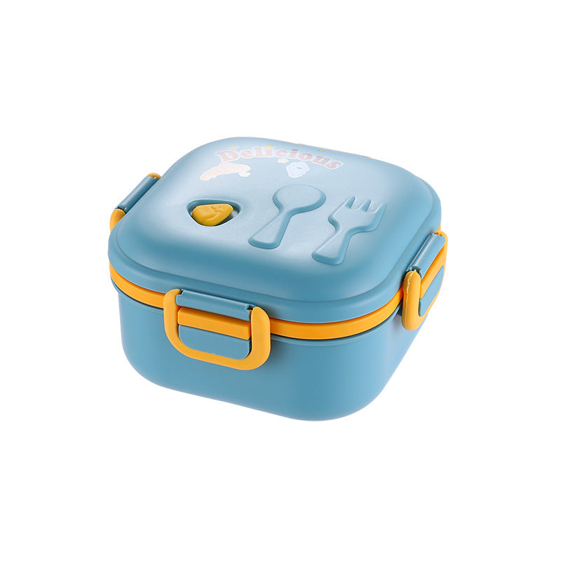 Cartoon cute microwaveable double layer portable lunch box with lid