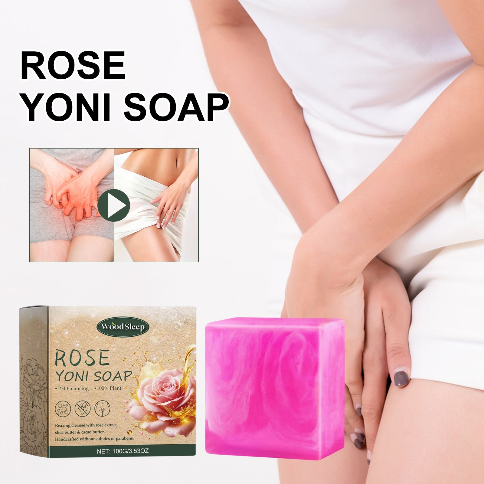 Rose Scented Soap, Women's Skin Care Bath Clean Odors Relieve Body Discomfort Relieve Itching